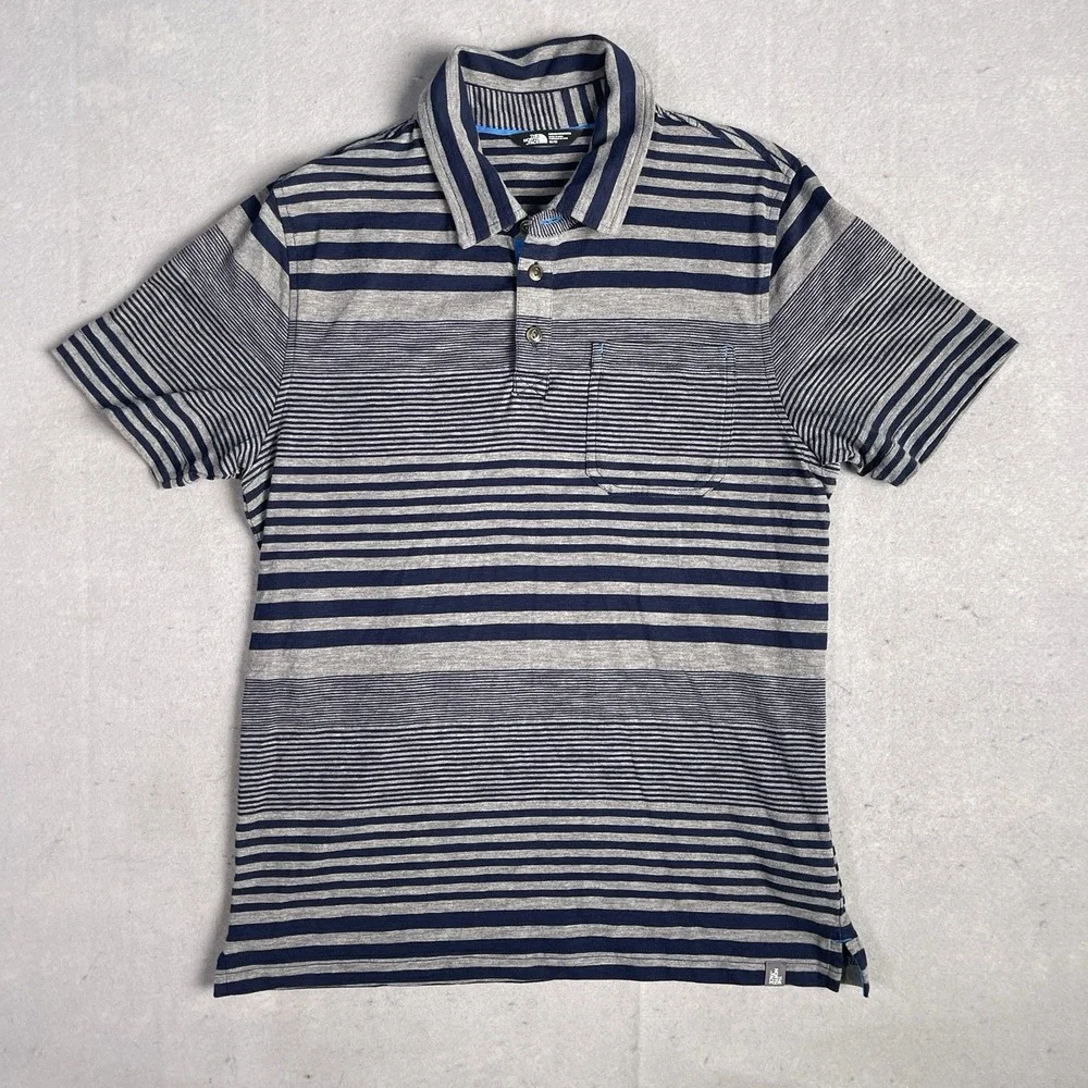 The North Face Golf Polo Shirt Mens Medium Performance Short Sleeve Striped
